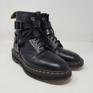 Dr. Martens Cristofor Black Leather Combat Boots Size 8